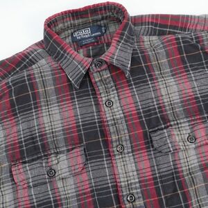 Polo by Ralph Lauren G.I.‎ Flannel Shirt Mens L Plaid Button Down Long Sleeve